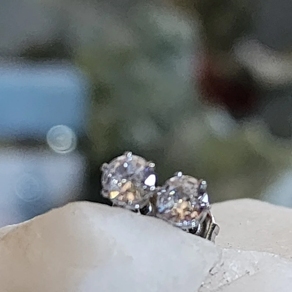 Minimalist Jewelry Petitte Silver /Rhodium Earrings Studs White Topaz Crystals
